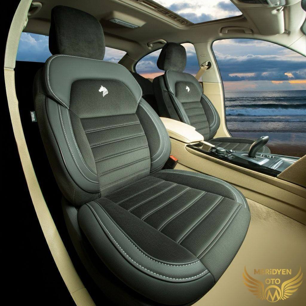 ROYAL Tay Tüyü S.Beyaz Deri Oto Kılıfı